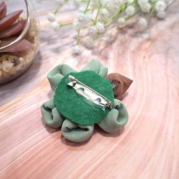 Bros jilbab aesthetic handmade - Green Kanzashi Flower - Image 6